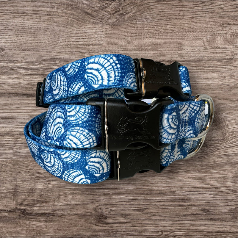 White Seashells on Royal Blue Dog Collars