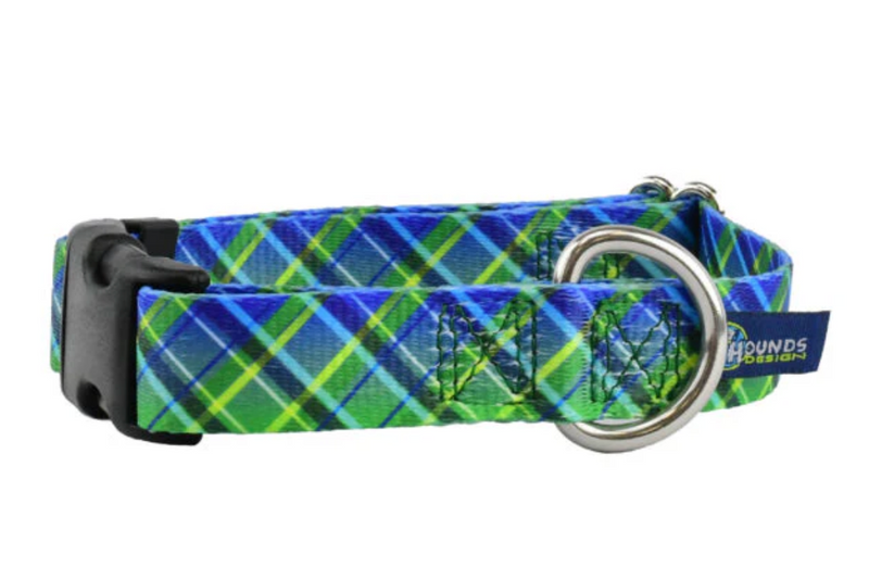 Electric Glow Green Plaid Dog Collars and/or Leash