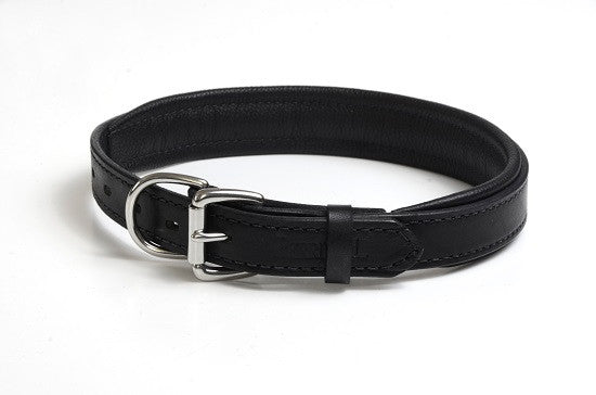 Leather Padded Collar Black/Black