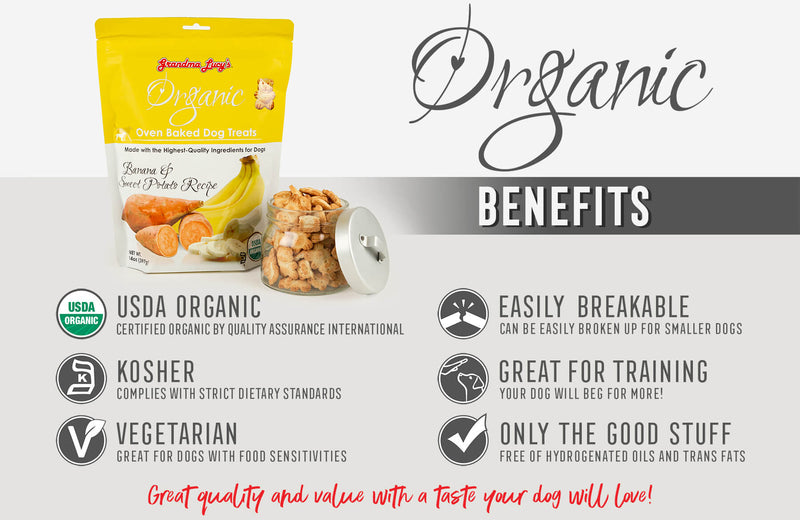 Grandma Lucy's Organic Oven Baked Dog Treats Banana & Sweet Potato